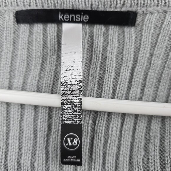 Kensie Gray Faux Fur Knit Vest XS Open Front Asymmetric Hem Nylon Acrylic Blend - Picture 4 of 8